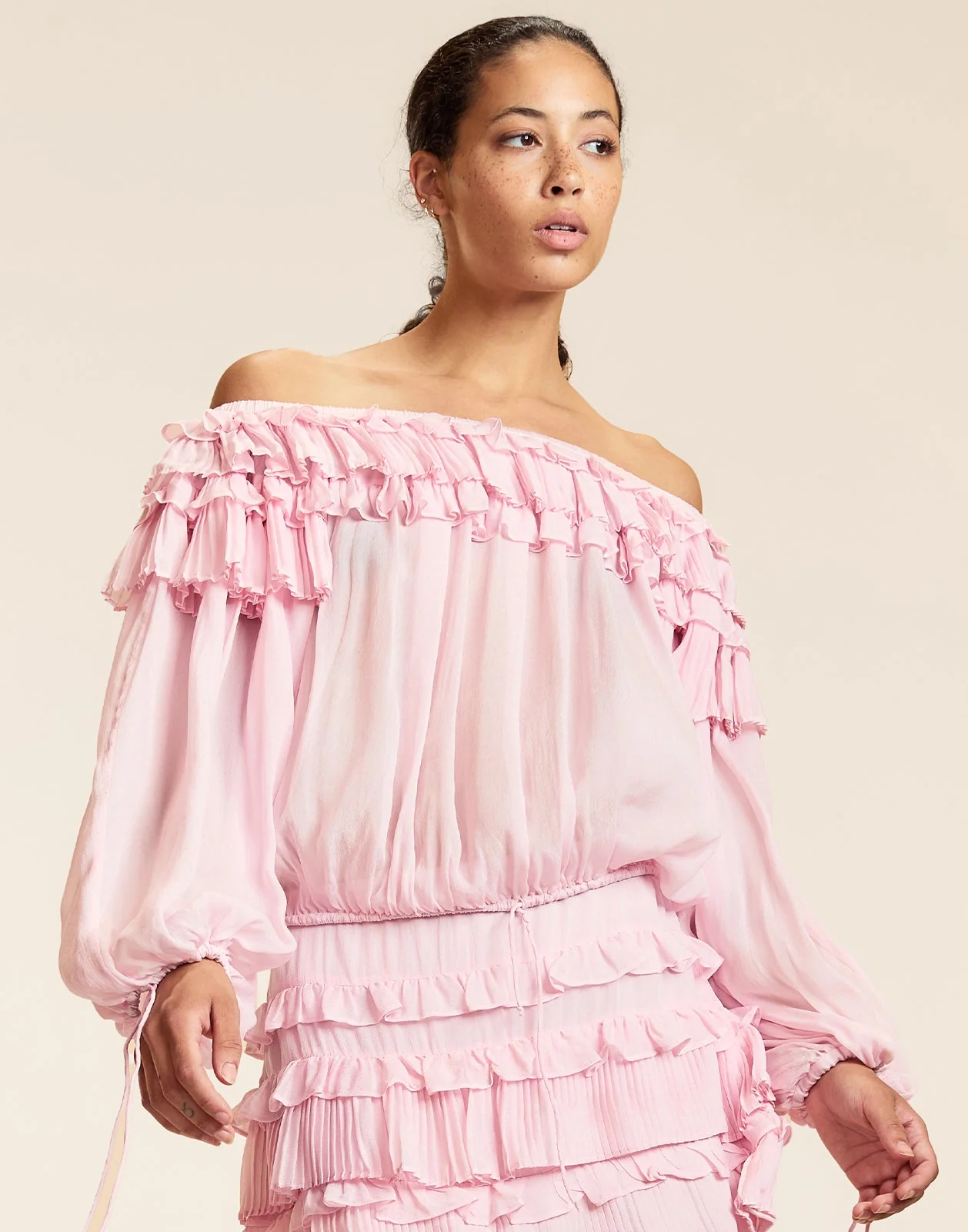 Cynthia Rowley Bella Ruffle Blouse - Pink
