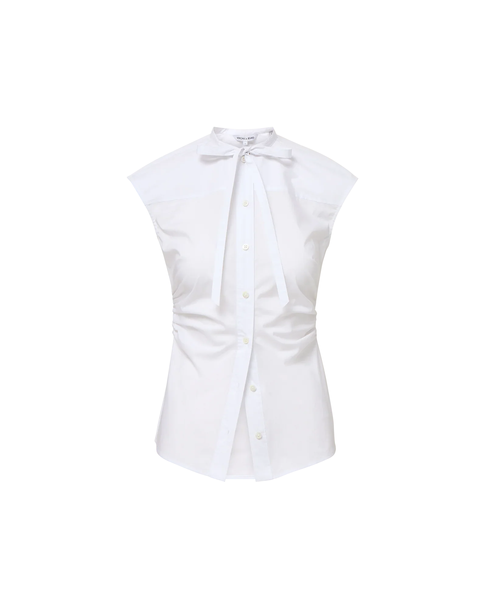 Veronica Beard Joon Tie-Neck Button-Down Blouse - White - Image 3
