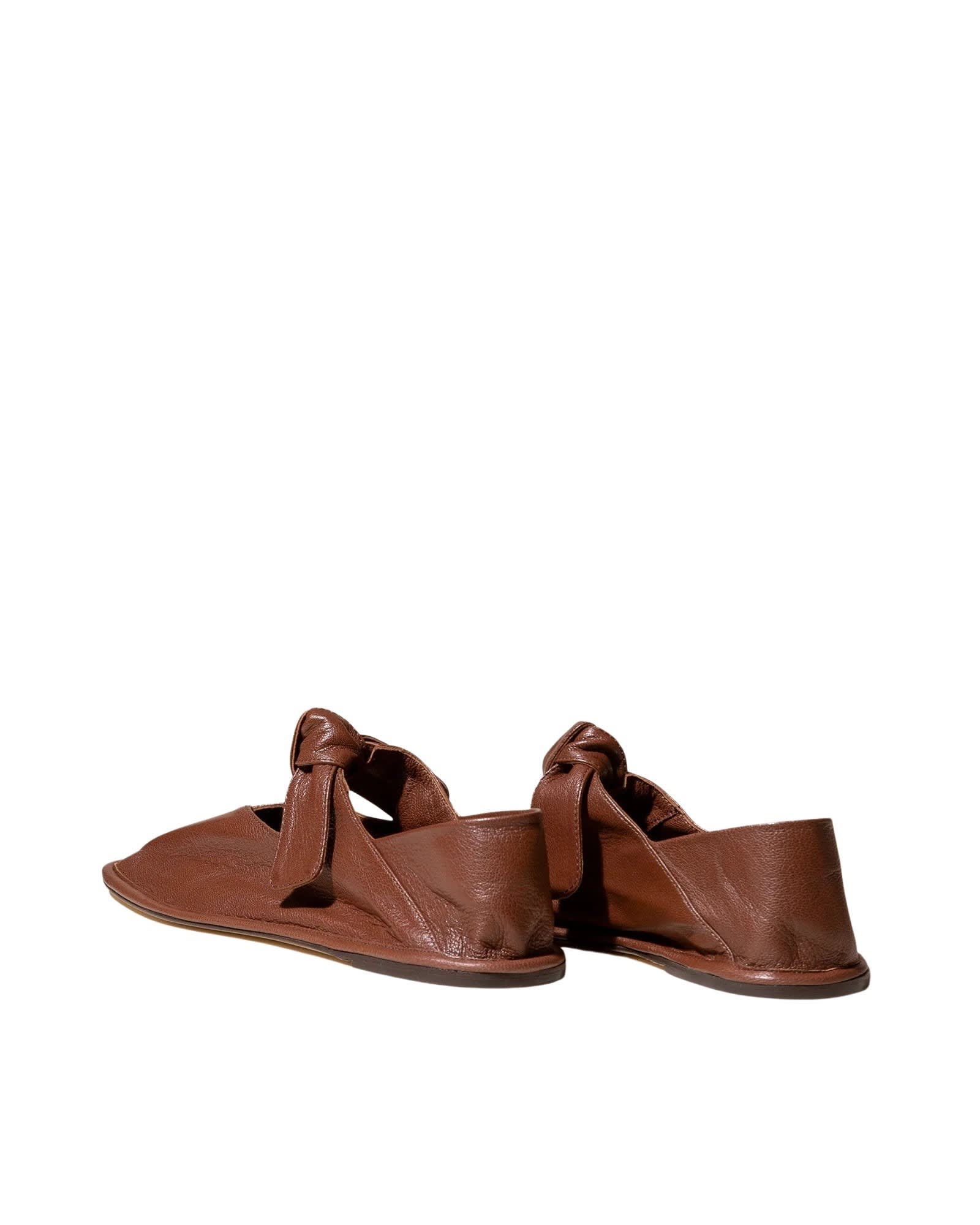 Hereu Llasada Supple Shiny Flat Shoes - Chestnut - Image 3