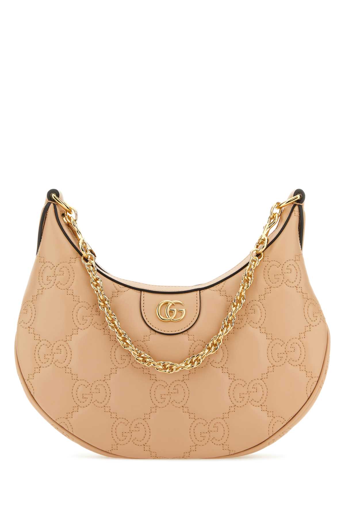 Gucci Powder Pink Leather Small Lion GG Handbag - Pink Sand/Natural