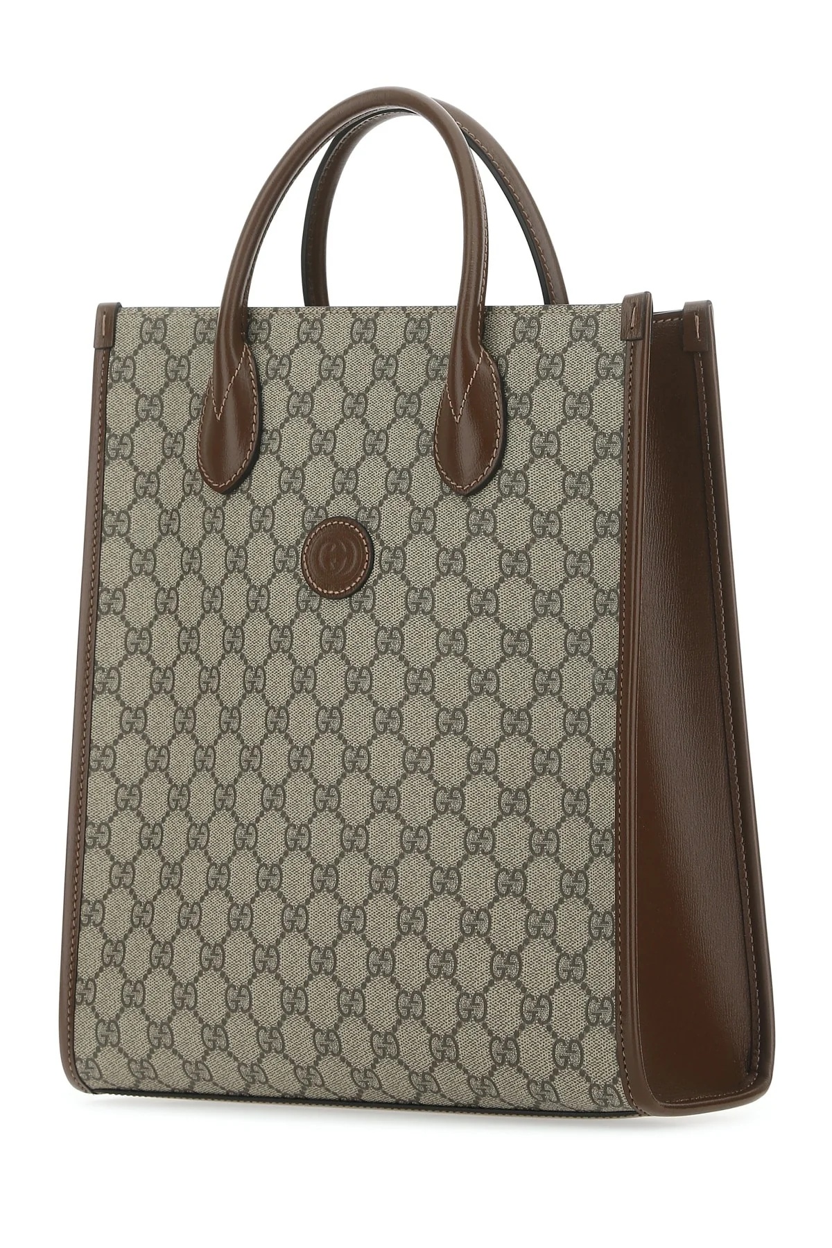 Gucci GG Supreme Fabric and Leather Handbag - Beige - Image 2