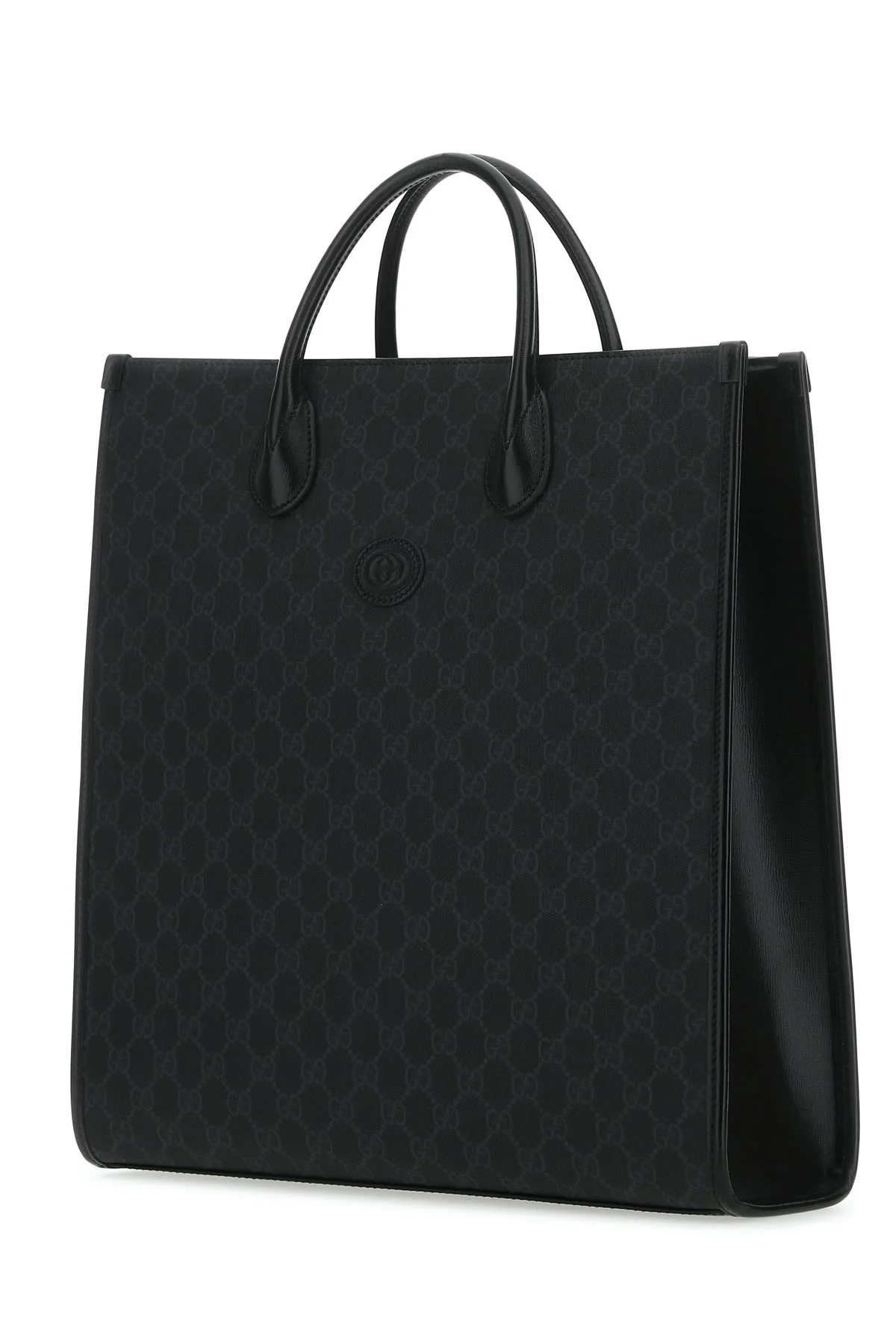 Gucci GG Supreme Fabric and Leather Shopping Bag - Black - Image 2