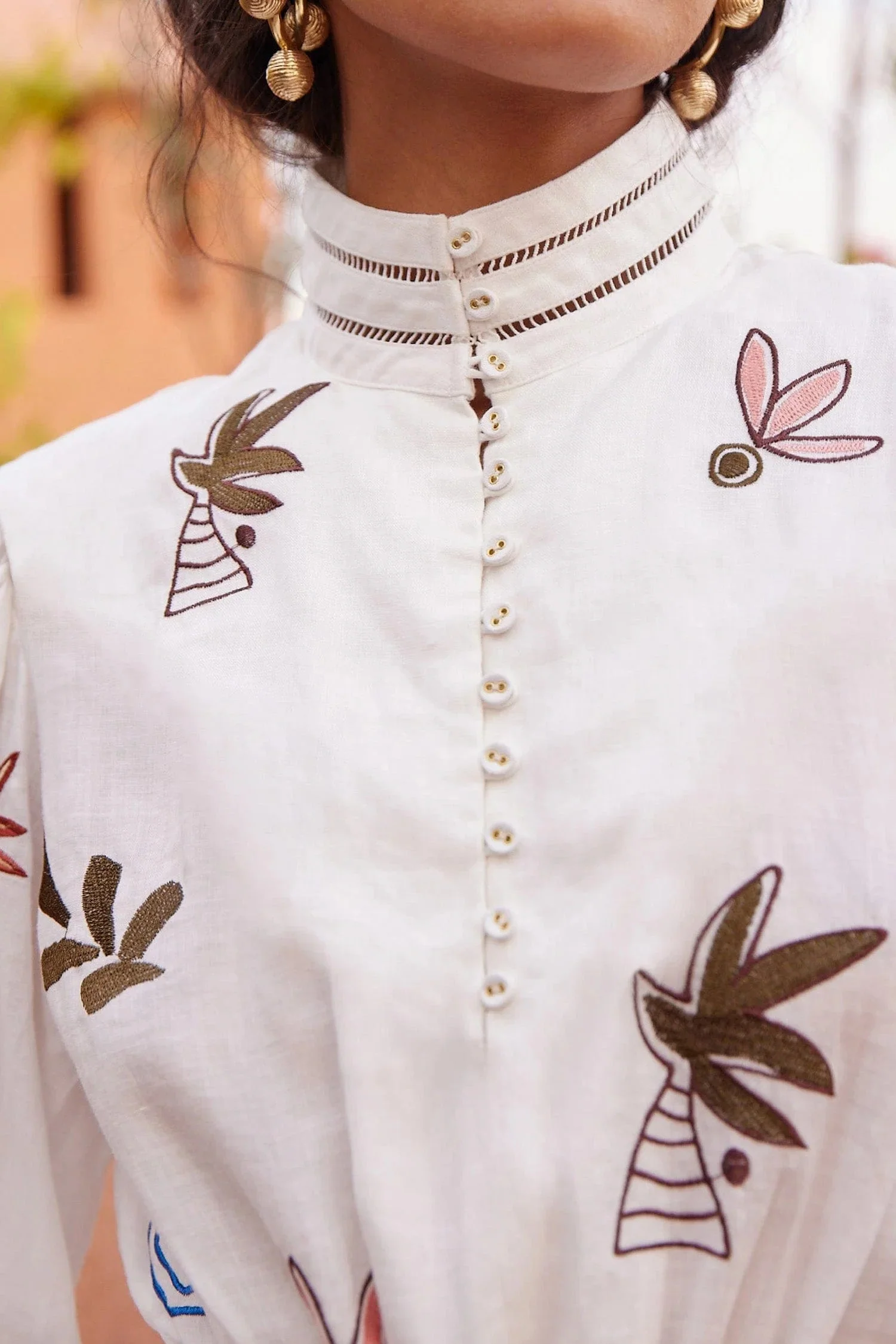 ALEMAIS Mina Embroidered Mini Dress - Cream - Image 5