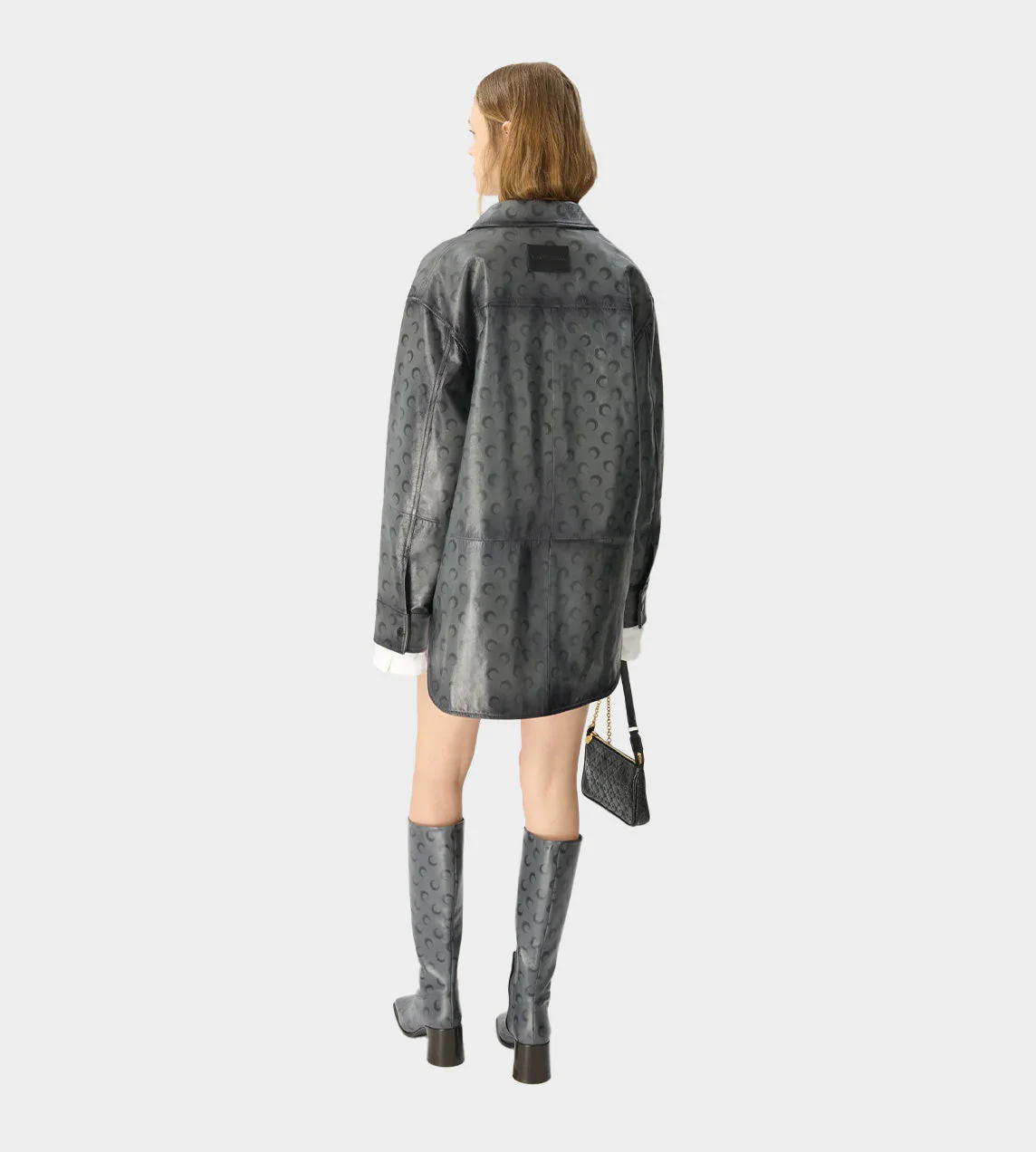 MARINE SERRE Moon Airbrushed Leather Overshirt - Image 3
