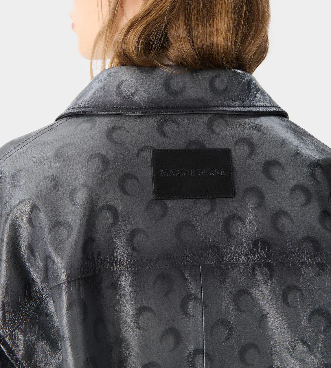 MARINE SERRE Moon Airbrushed Leather Overshirt - Image 4