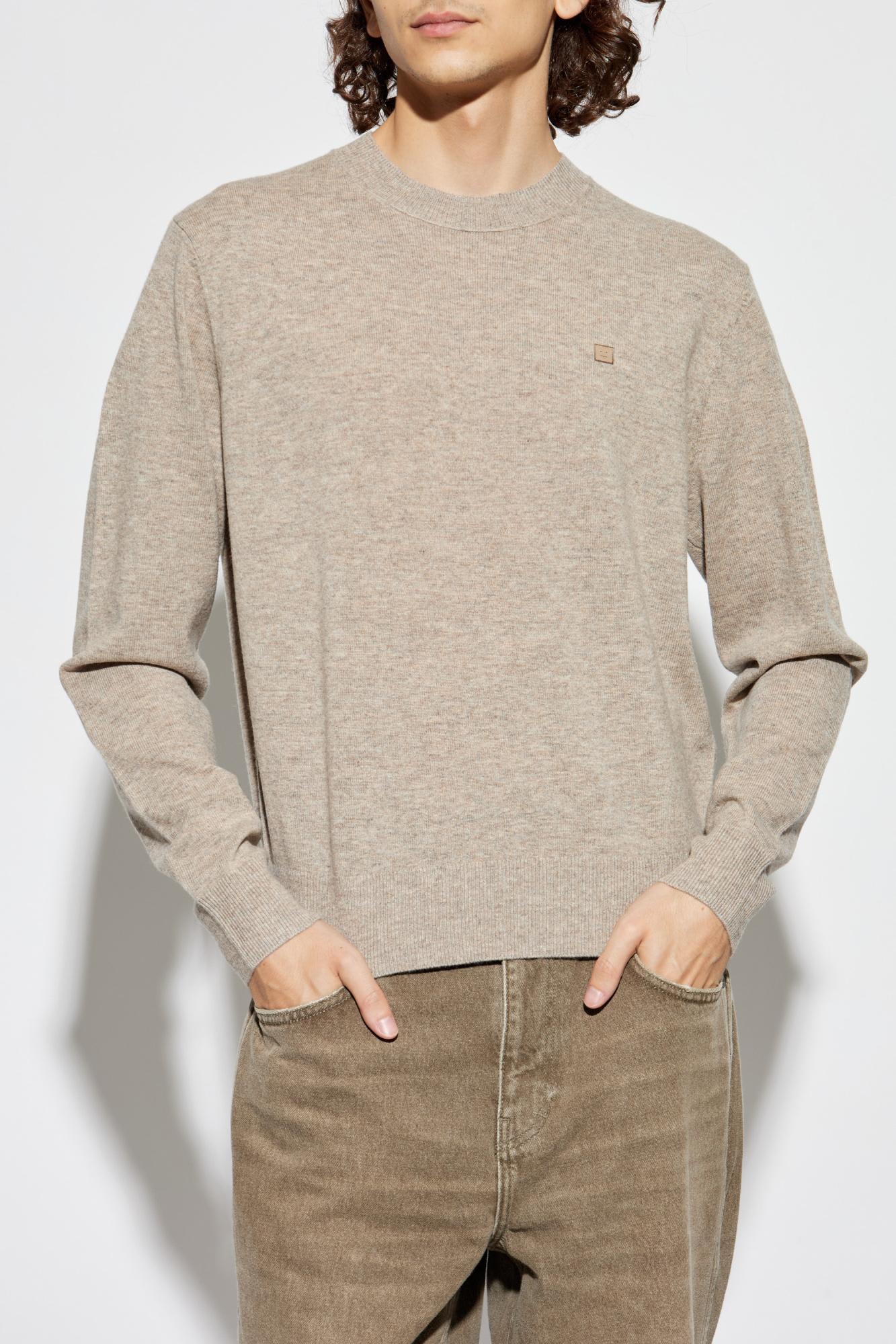 Acne Studios Wool Sweater With Logo - Drn Greige Melange - Image 3