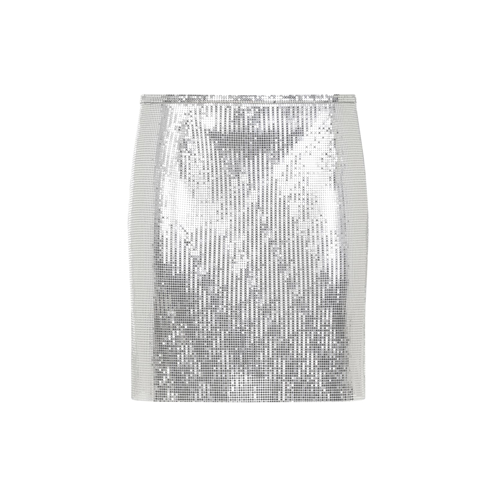 Rabanne Metallic Miniskirt With High Waist And Chainmail Detail - Silver - Image 2