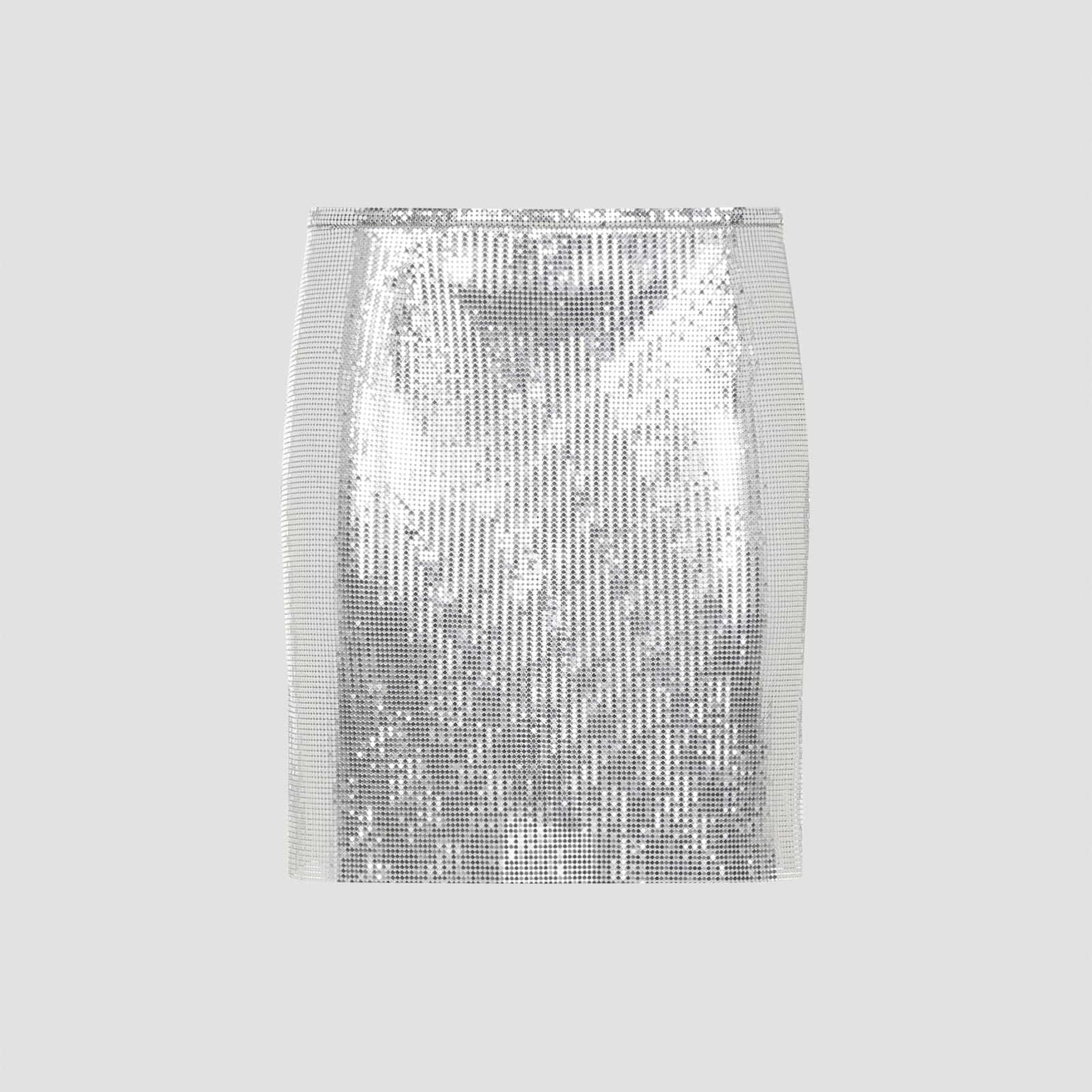 Rabanne Metallic Miniskirt With High Waist And Chainmail Detail - Silver - Image 3