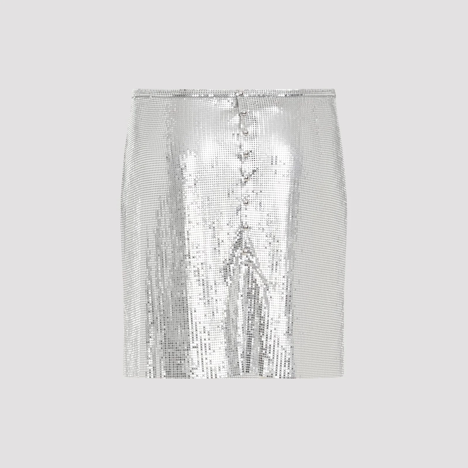 Rabanne Metallic Miniskirt With High Waist And Chainmail Detail - Silver - Image 4