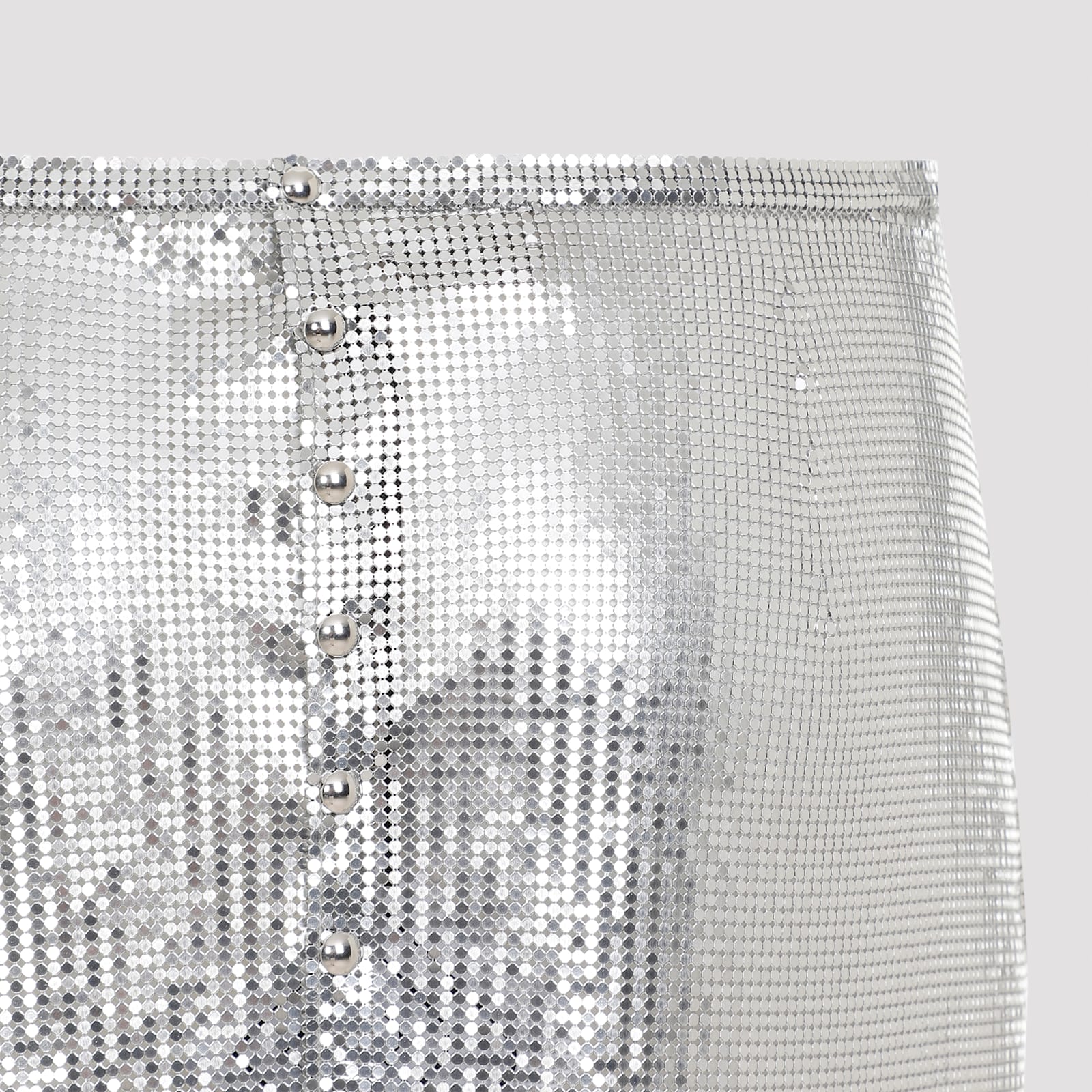 Rabanne Metallic Miniskirt With High Waist And Chainmail Detail - Silver - Image 5
