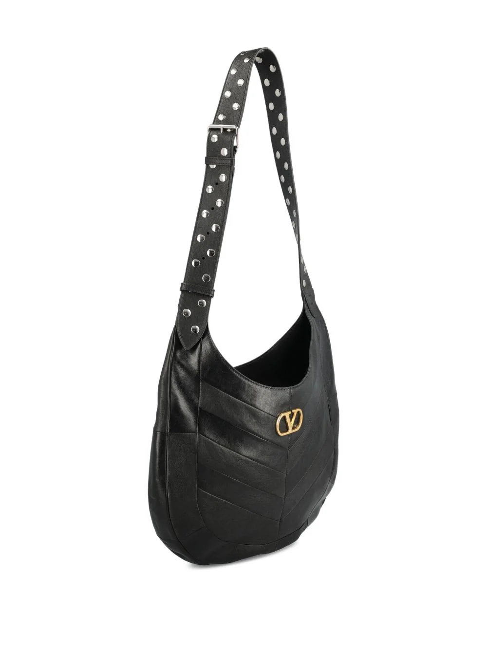 Valentino Garavani Hoboho Medium Leather Shoulder Bag - Black - Image 2