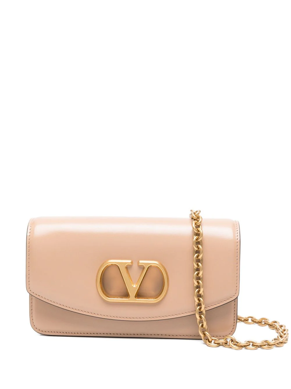 Valentino Garavani Vain Small Leather Clutch - Powder