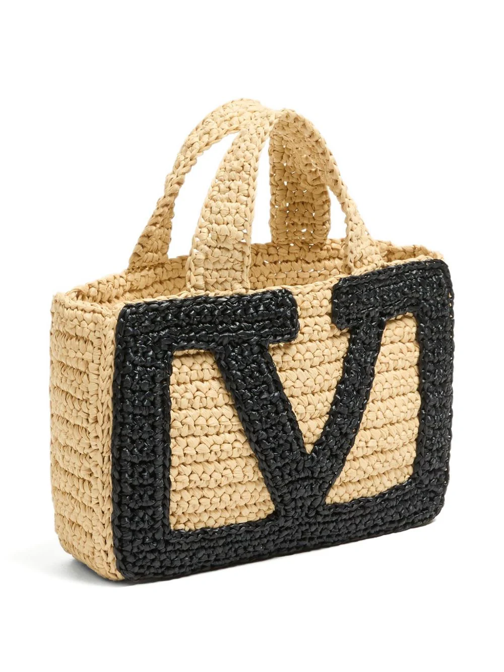 Valentino Garavani Viva Superstar Crochet Small Tote Bag - Black - Image 2