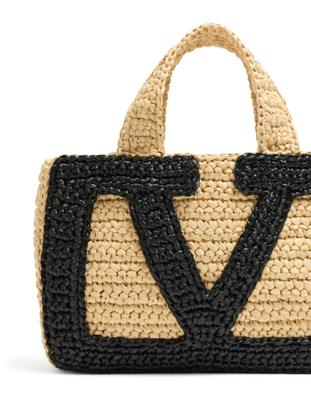 Valentino Garavani Viva Superstar Crochet Small Tote Bag - Black - Image 5