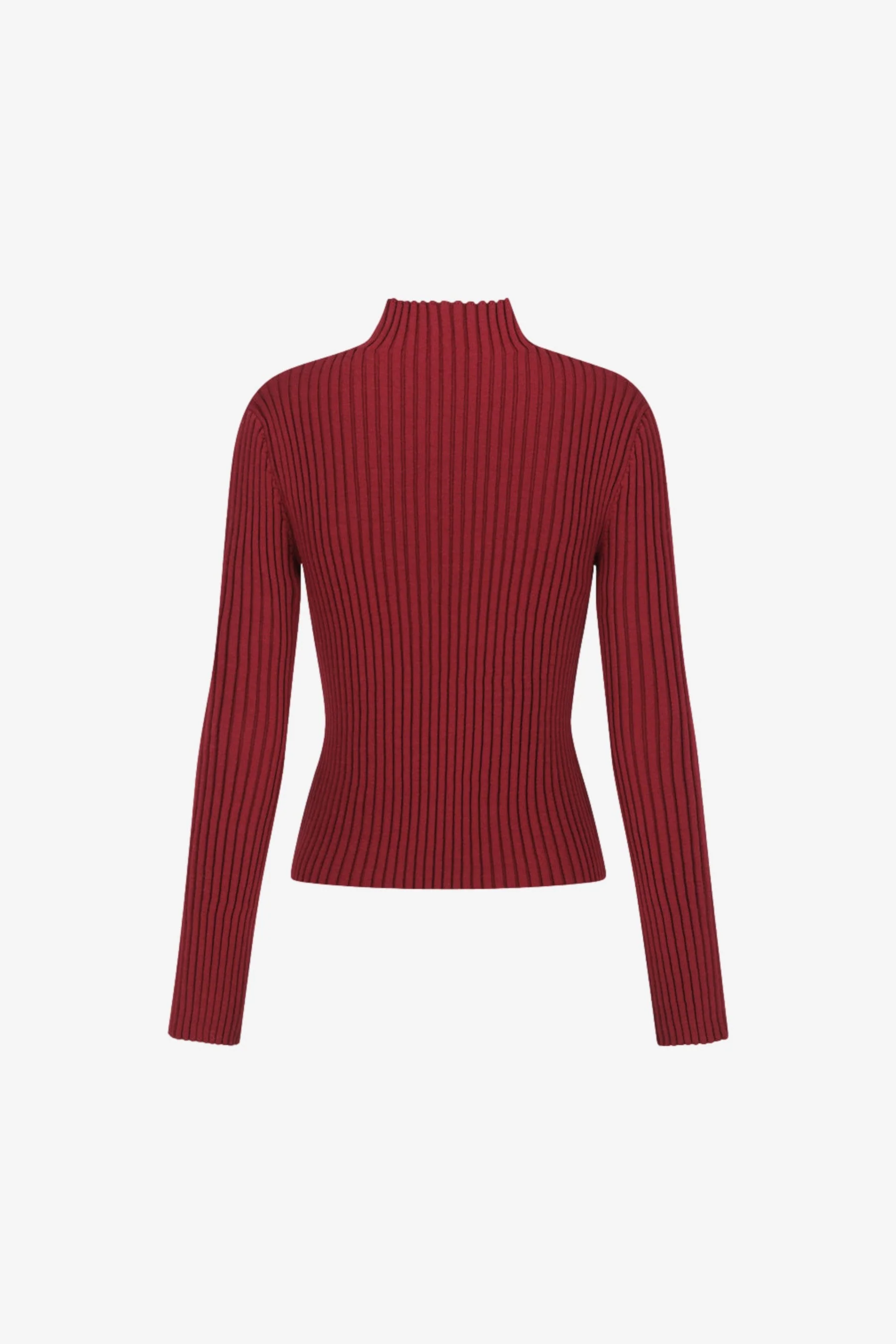 AMOMENTO Ribbed High Neck Zip Up - Image 2