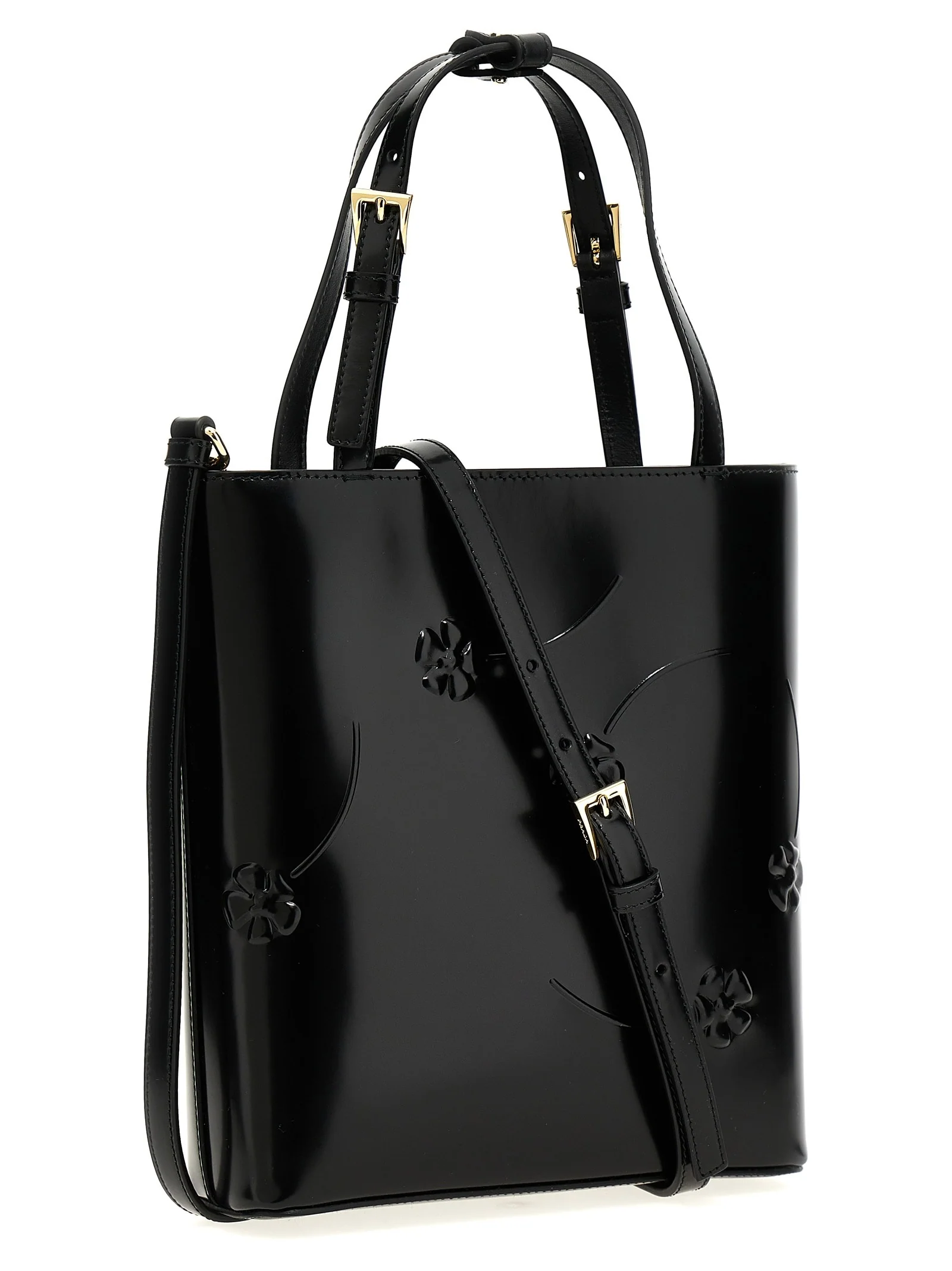 Prada Flower Mini Shopping Bag - Black - Image 2