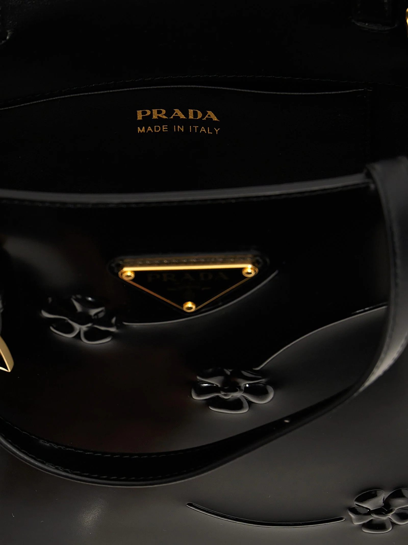 Prada Flower Mini Shopping Bag - Black - Image 4