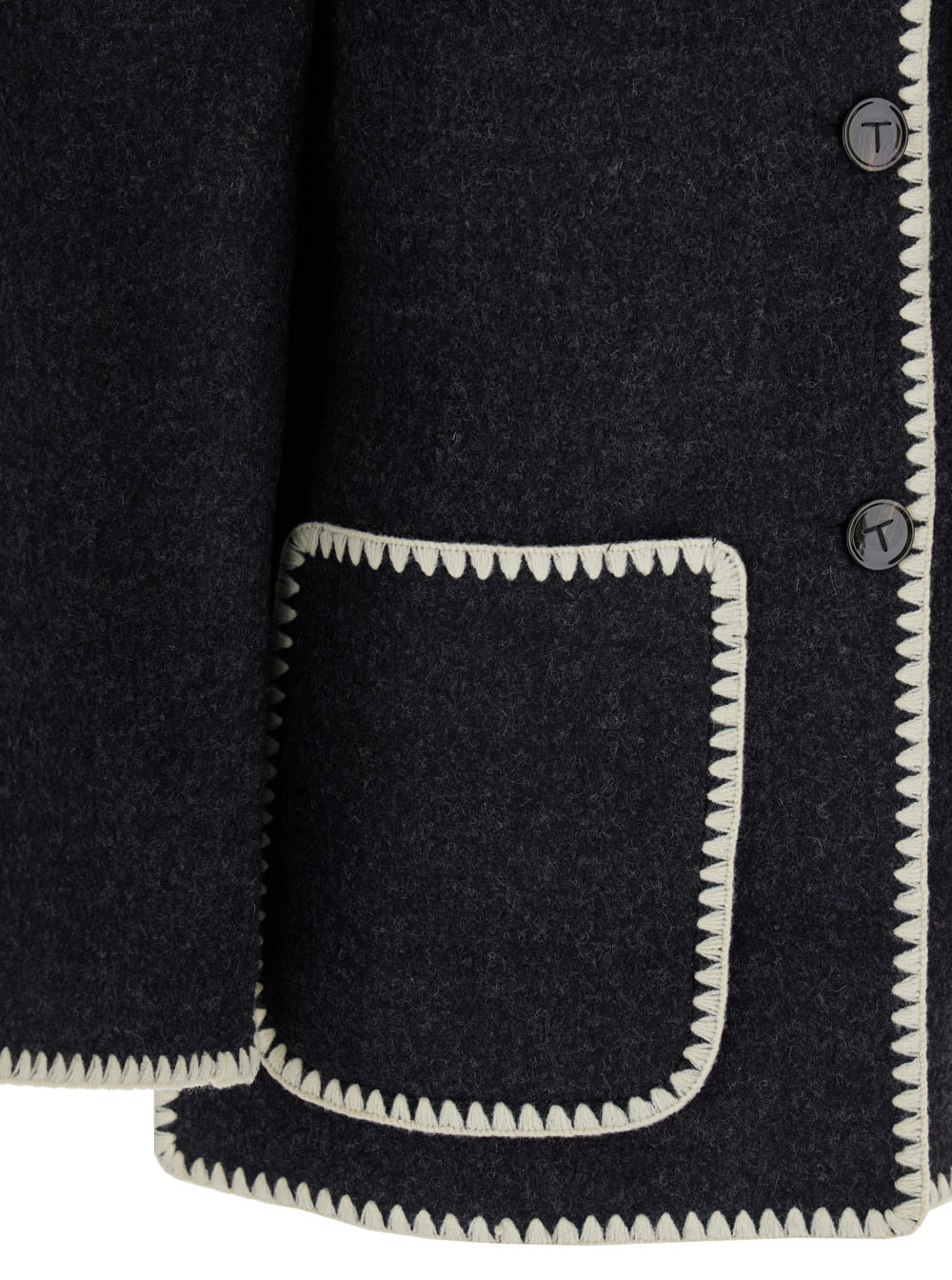 Totême Grey Wool Jacket With Scarf - Black - Image 3