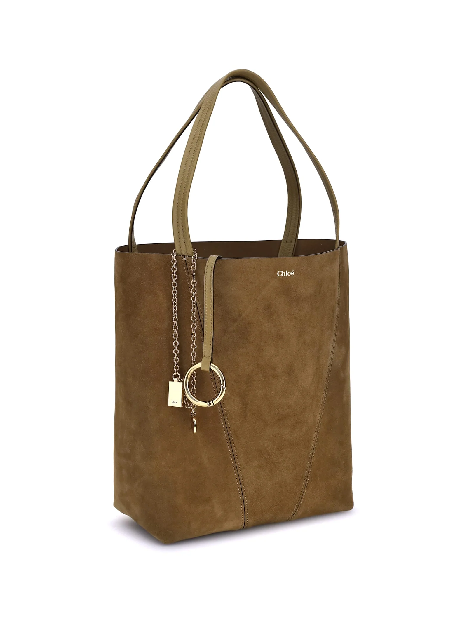 Chloé Suede Spin Tote Bag - Kaki - Image 2