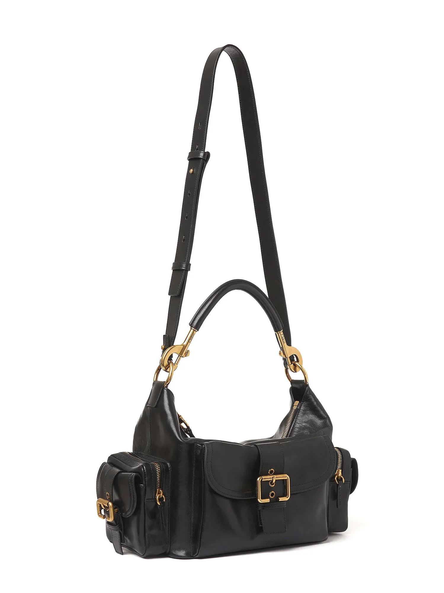 Chloé Medium Double Carry Leather Shoulder Bag - Black - Image 3