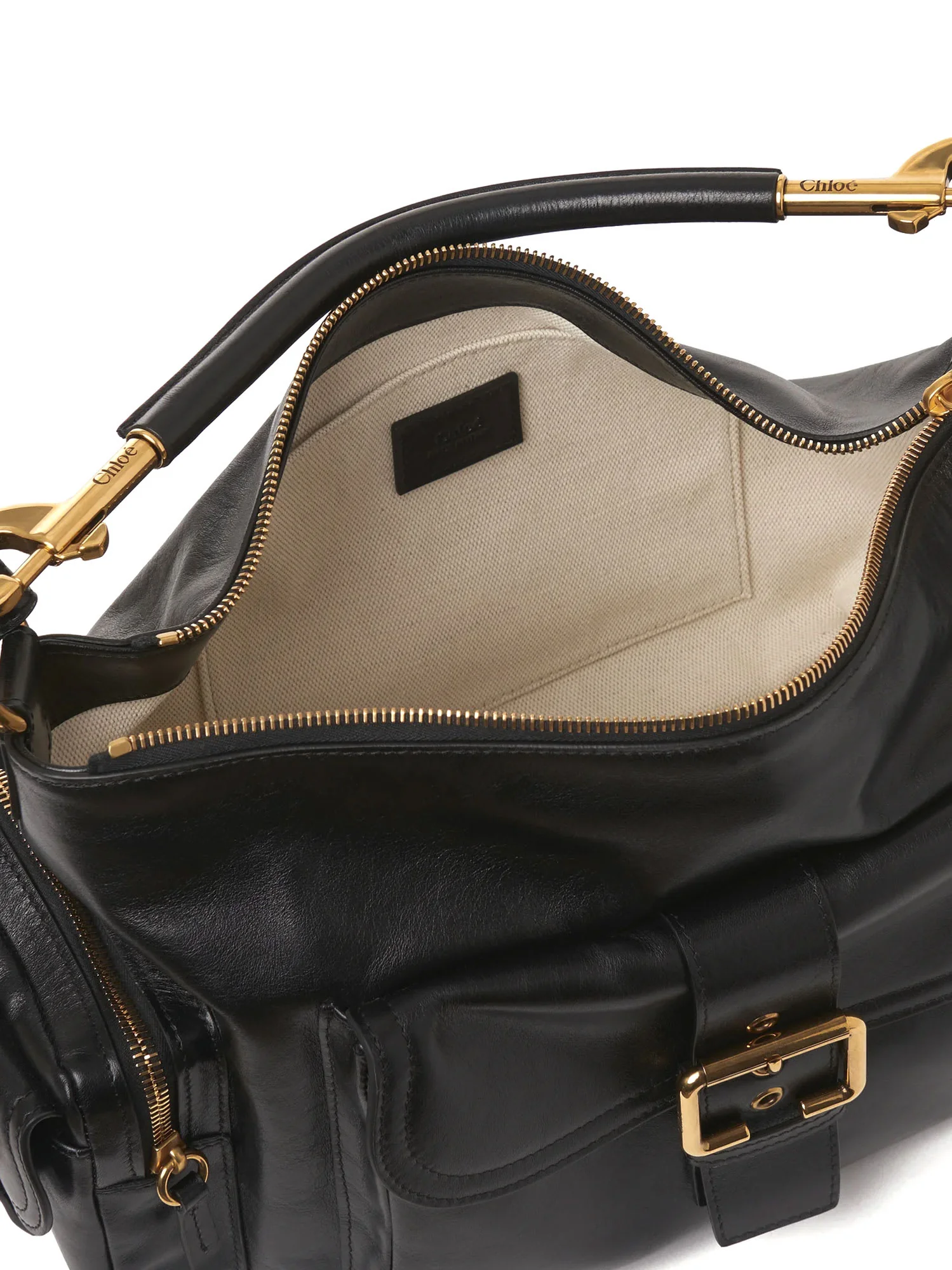 Chloé Medium Double Carry Leather Shoulder Bag - Black - Image 4