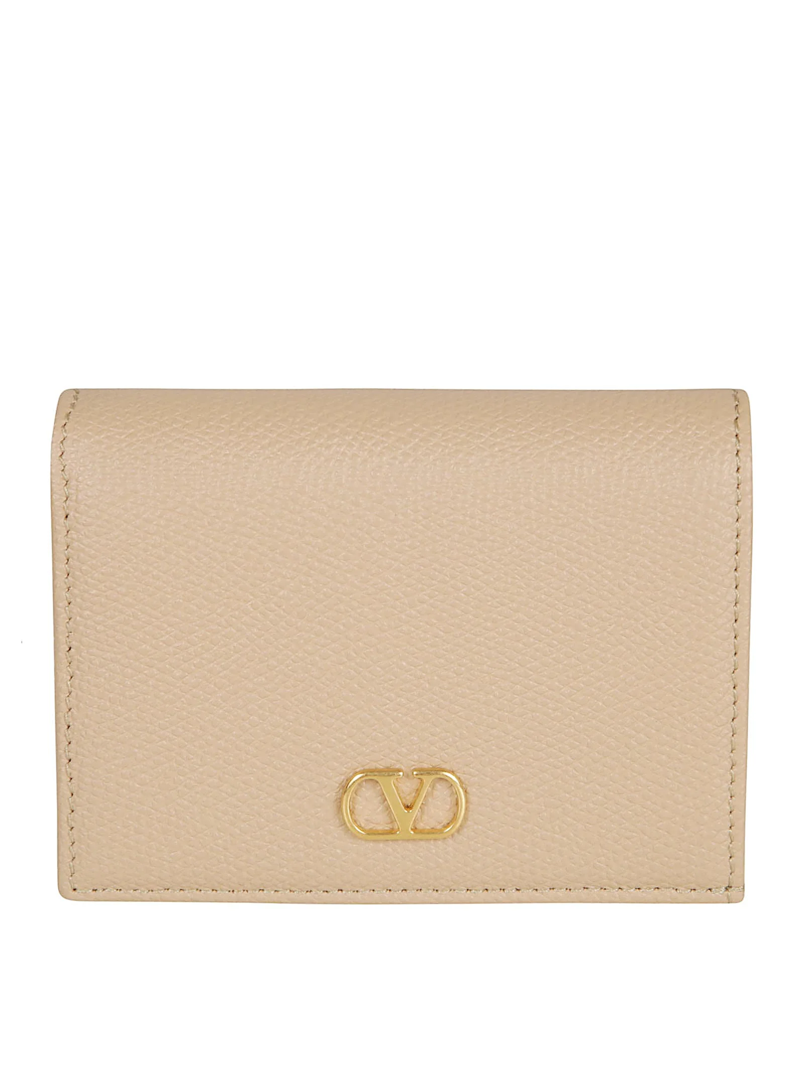 Valentino Garavani Leather Vlogo Wallet - Rose Sand