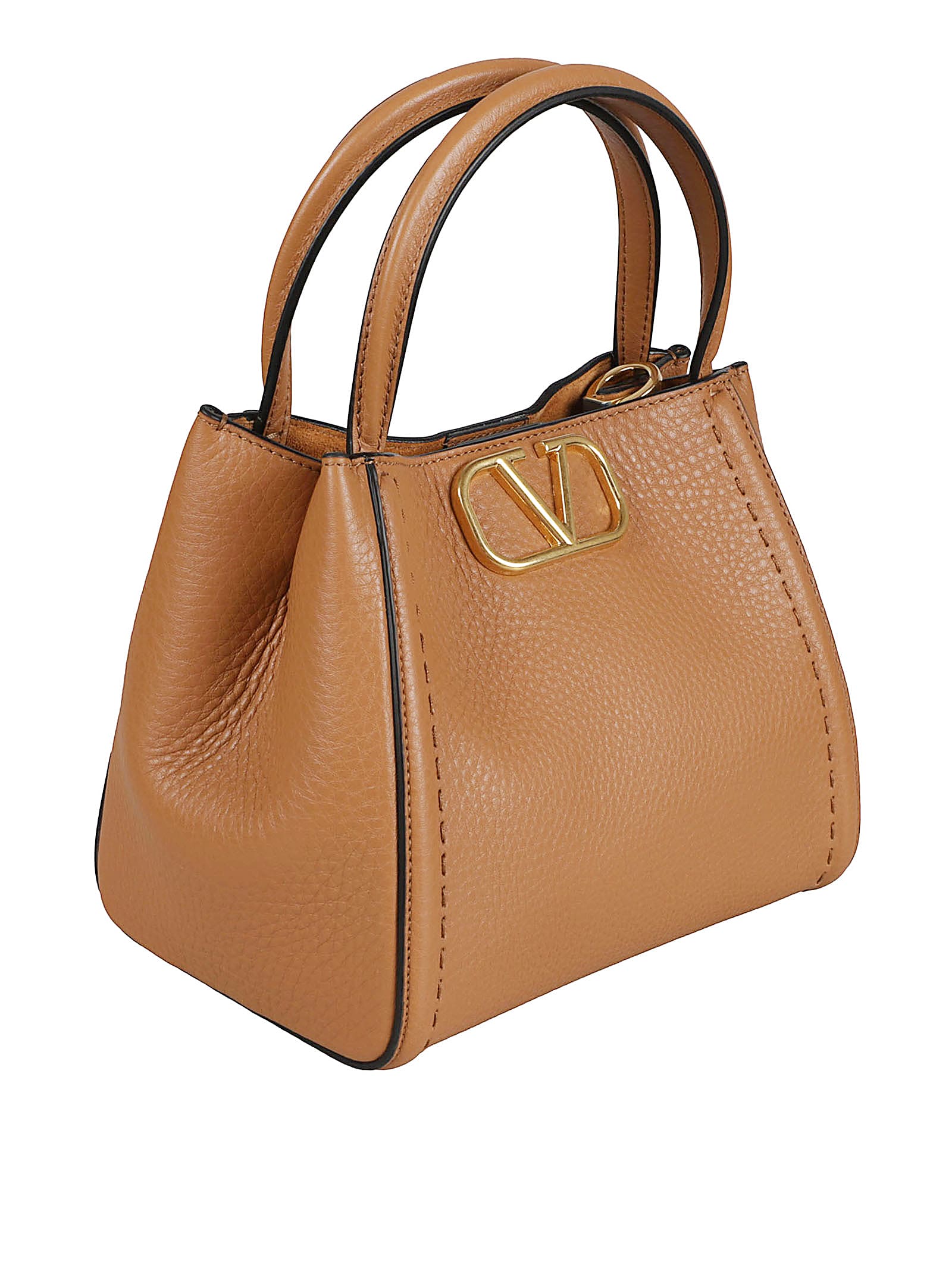 Valentino Garavani Grainy Calfskin Handbag - Almond Beige/Multicolor - Image 3