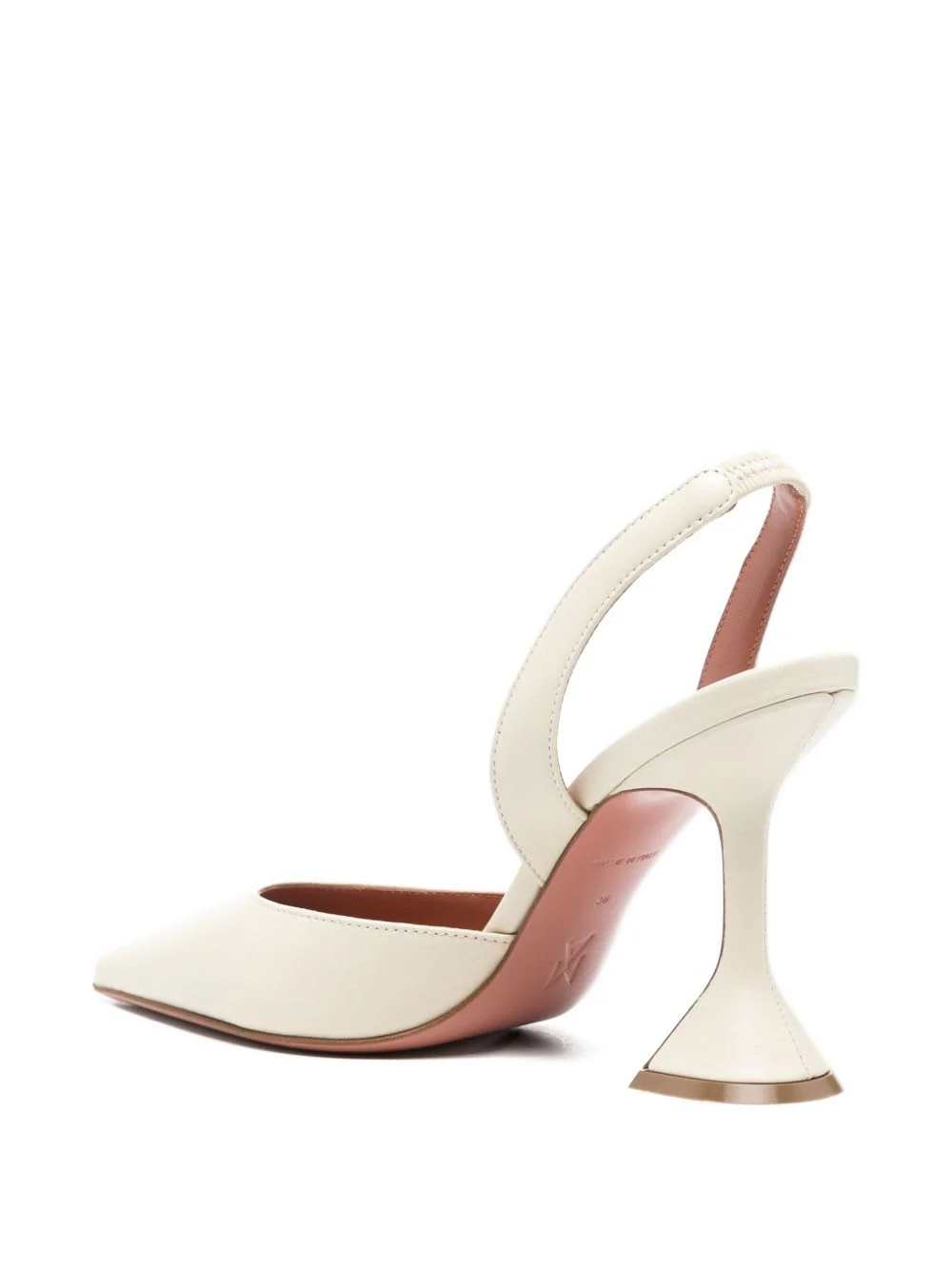 Amina Muaddi Holli Leather Slingback Pumps - Beige - Image 4