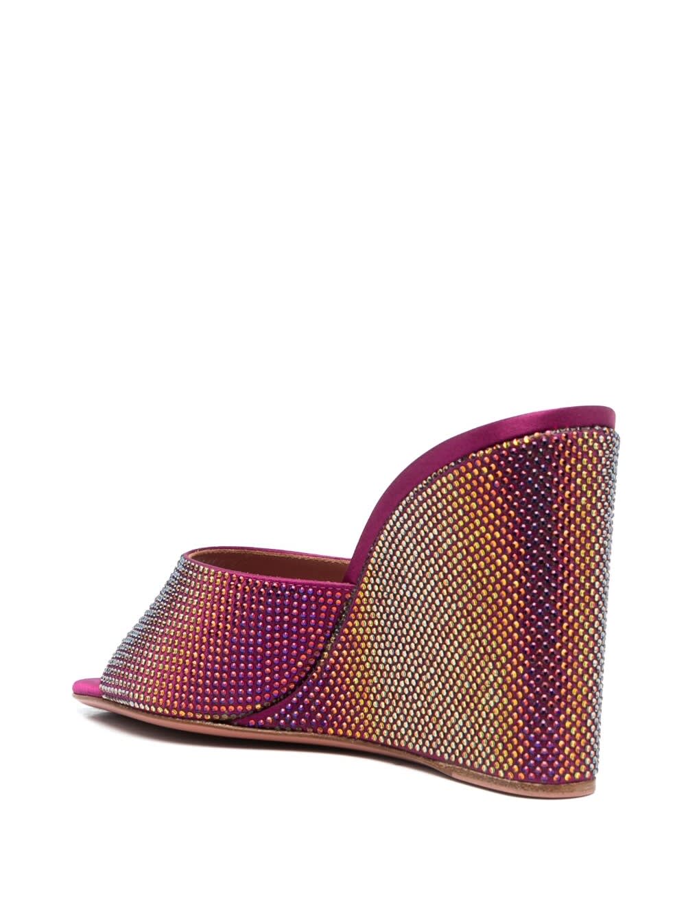 amina muaddi Lupita Crystal Wedge Sandals - Red - Image 3