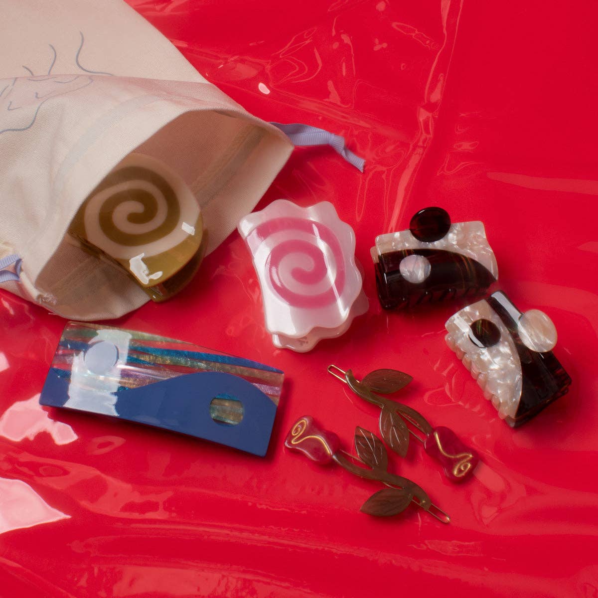 Winona Irene Red Rose Barrette Set - Image 5