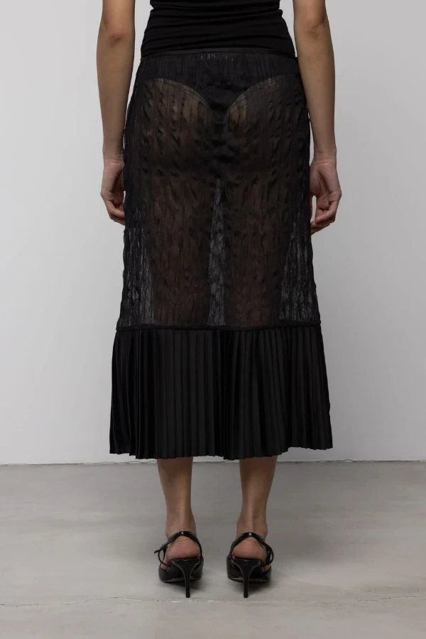 Esthé Sheer Crinkle Column Midi Skirt With Pleats Skirt - Image 5