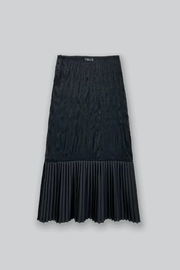Esthé Sheer Crinkle Column Midi Skirt With Pleats Skirt - Image 9