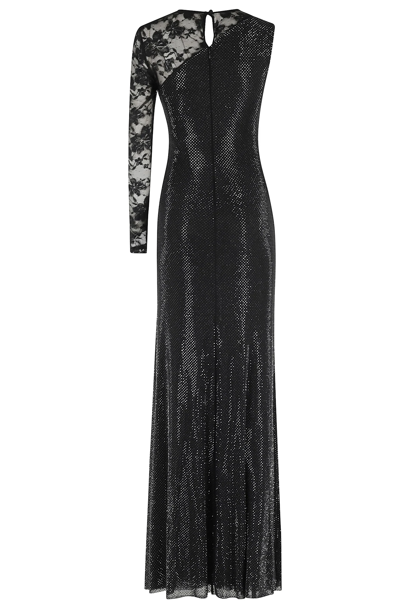 Self-Portrait Rhinestone Lace Sleeve Maxi Dress - Black - Image 2