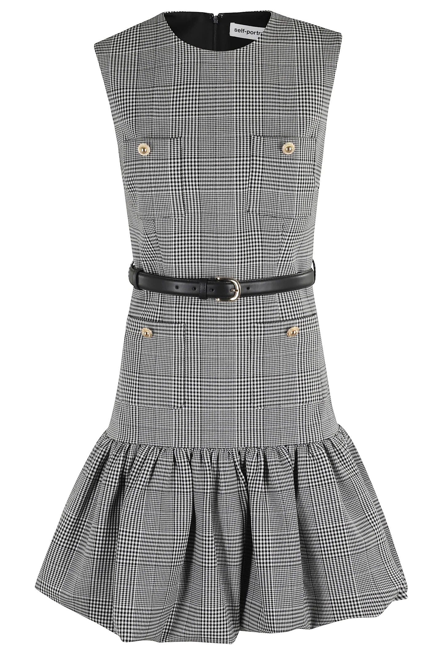 Self-Portrait Prince Of Wales Check Mini Dress - Black And White