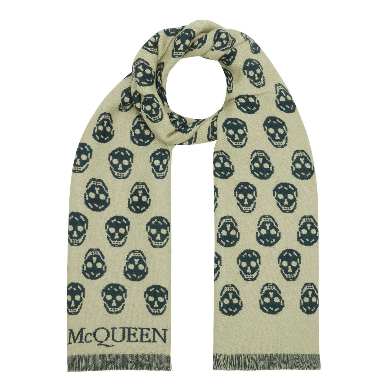 Alexander McQueen Skull Print Fringed Edge Scarf - Image 3