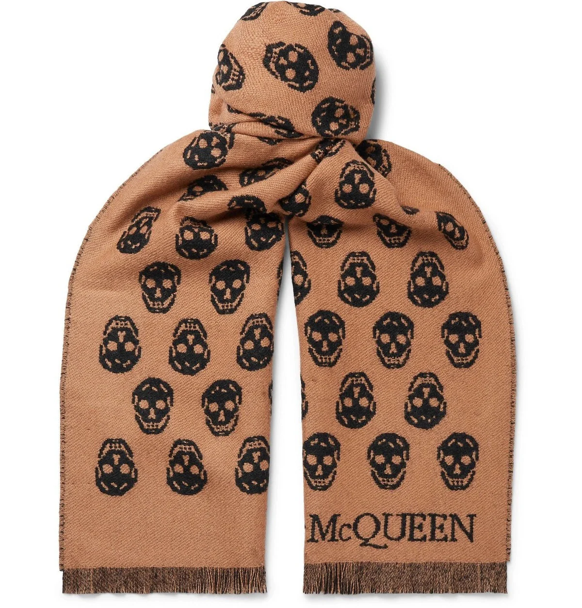 Alexander McQueen Skull Print Fringed Edge Scarf - Image 4