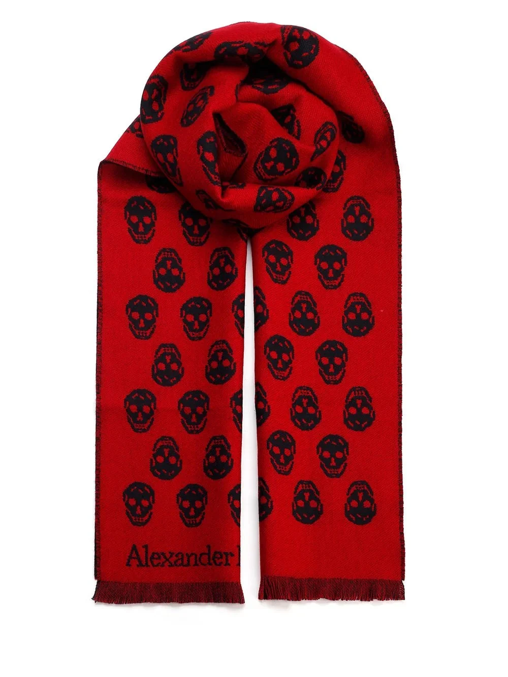 Alexander McQueen Skull Print Fringed Edge Scarf - Image 6