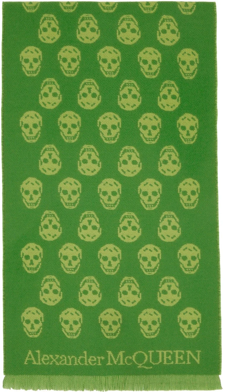 Alexander McQueen Skull Print Fringed Edge Scarf - Image 7