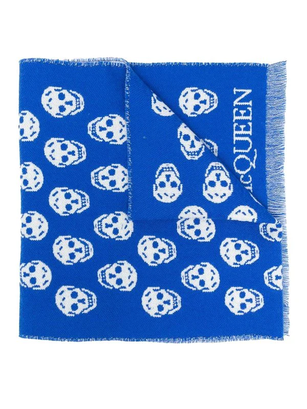Alexander McQueen Skull Print Fringed Edge Scarf - Image 8