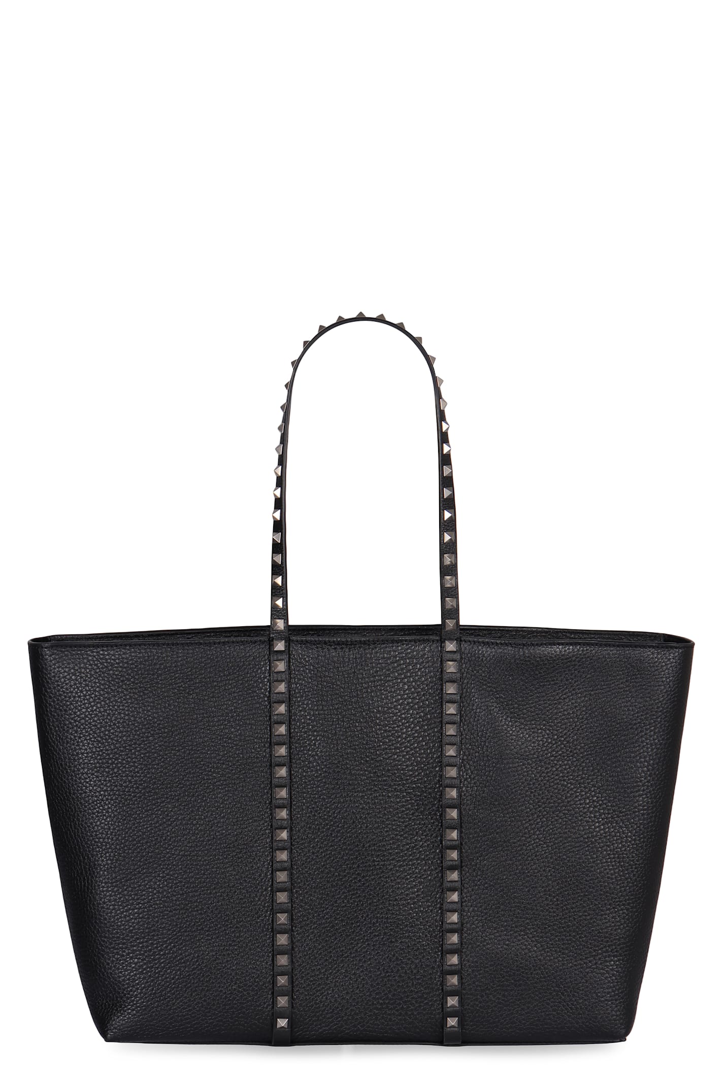 Valentino Garavani Shopping Rockstud Leather Tote Bag - Black