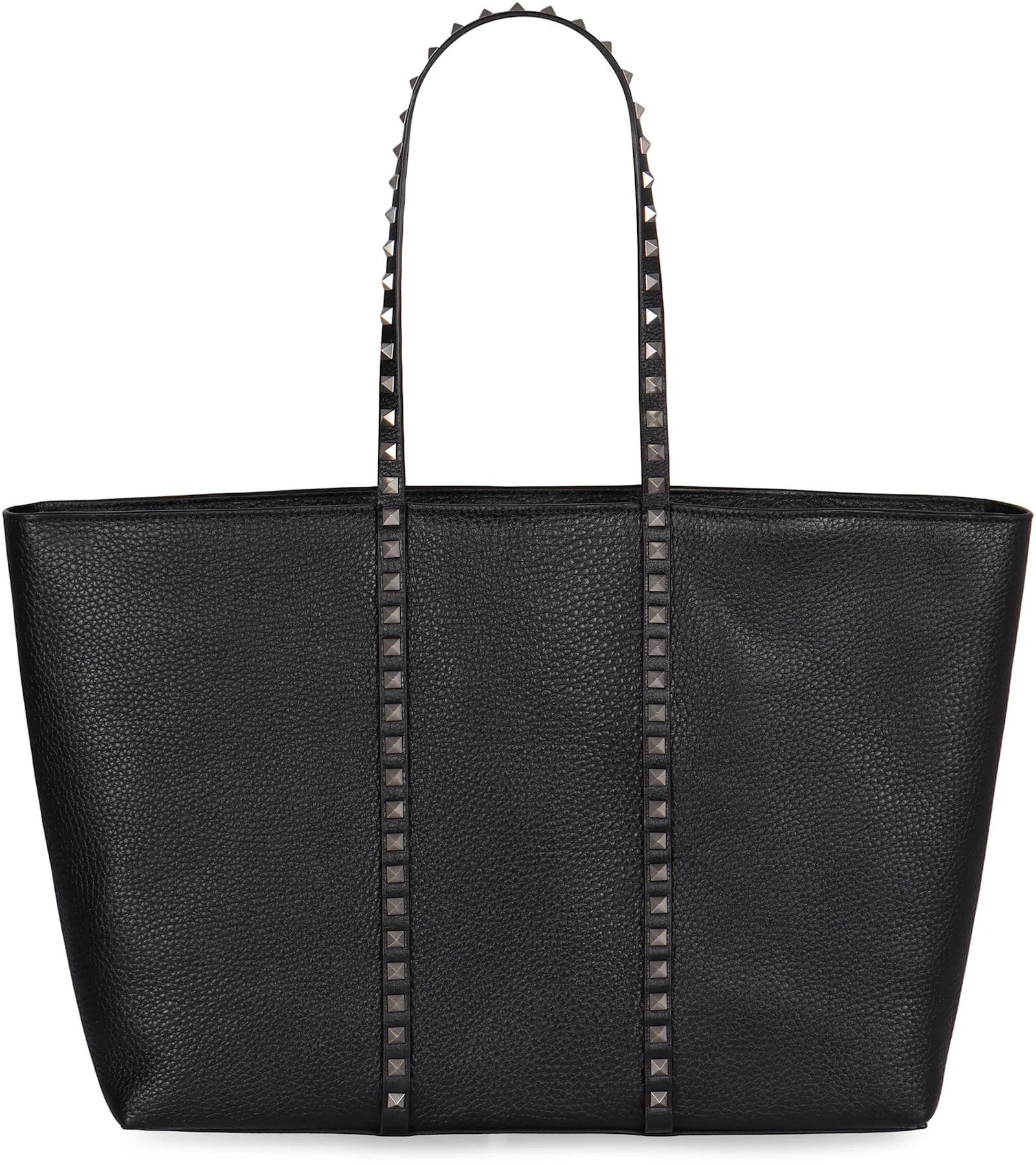 Valentino Garavani Shopping Rockstud Leather Tote Bag - Black - Image 2