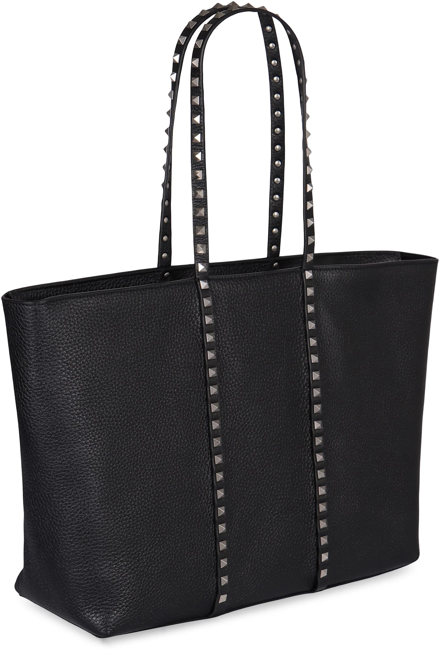 Valentino Garavani Shopping Rockstud Leather Tote Bag - Black - Image 3