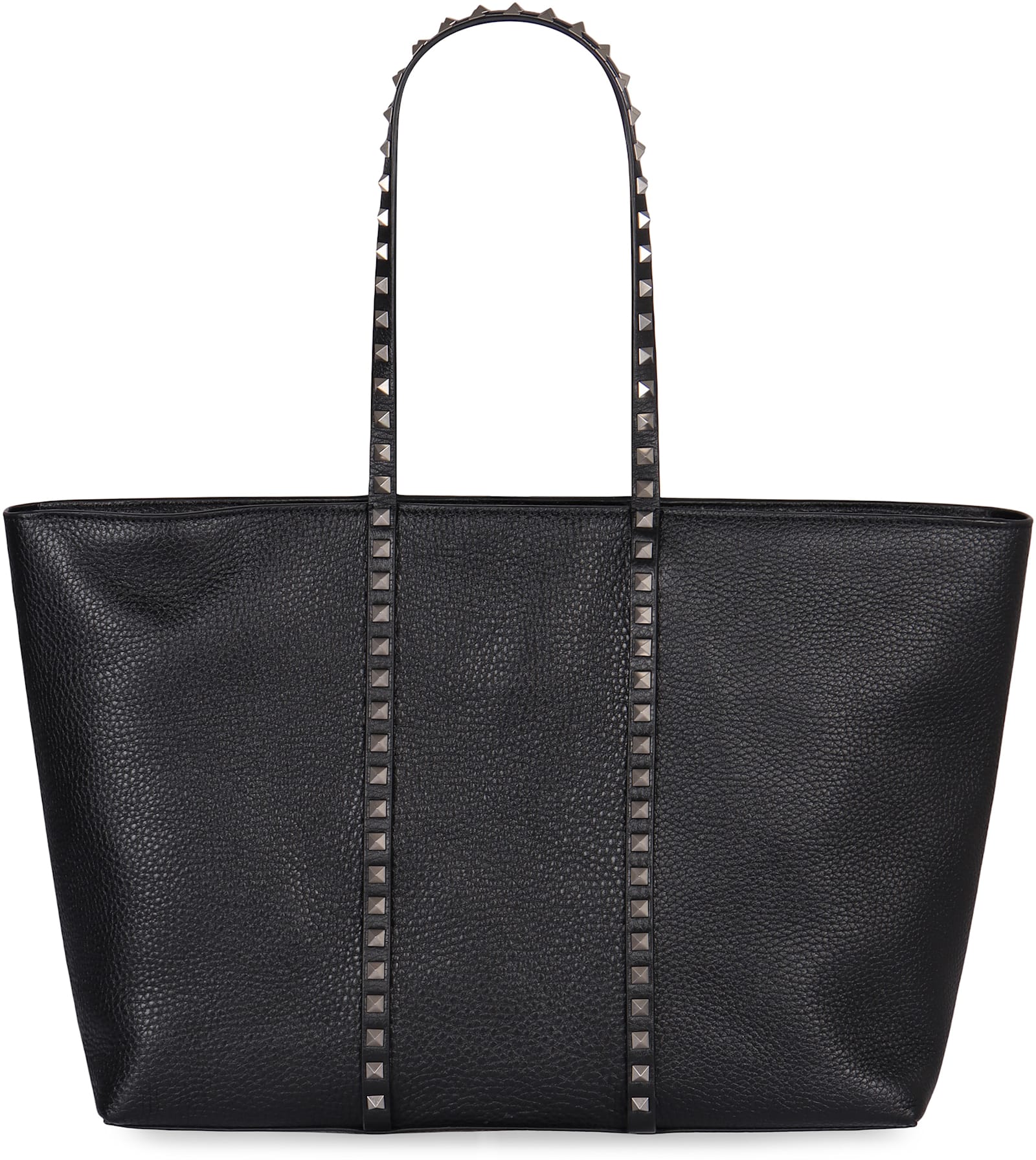 Valentino Garavani Shopping Rockstud Leather Tote Bag - Black - Image 4