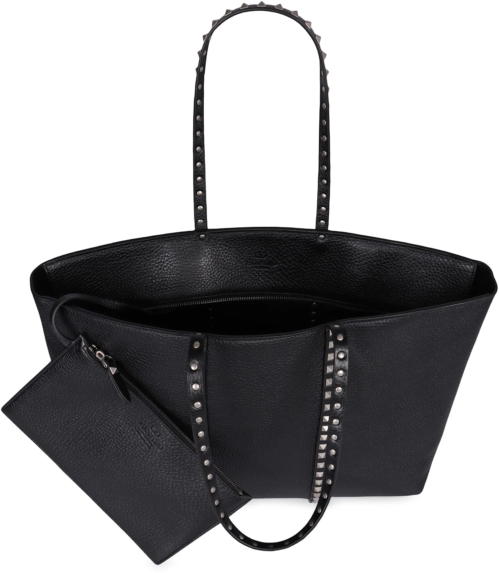 Valentino Garavani Shopping Rockstud Leather Tote Bag - Black - Image 5