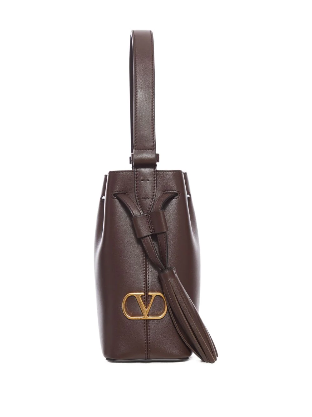 Valentino Garavani So Seau Small Leather Bucket Bag - Marrone Scuro - Image 4