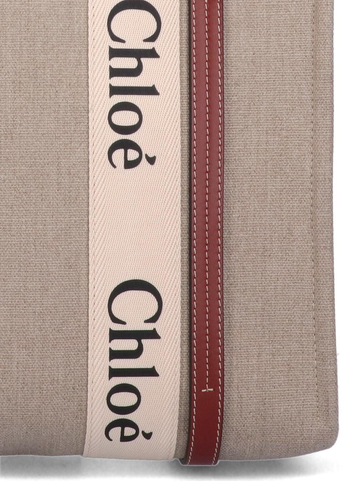 Chloé Woody Shopping Tote Bag With Shoulder Strap - Brown - Image 3