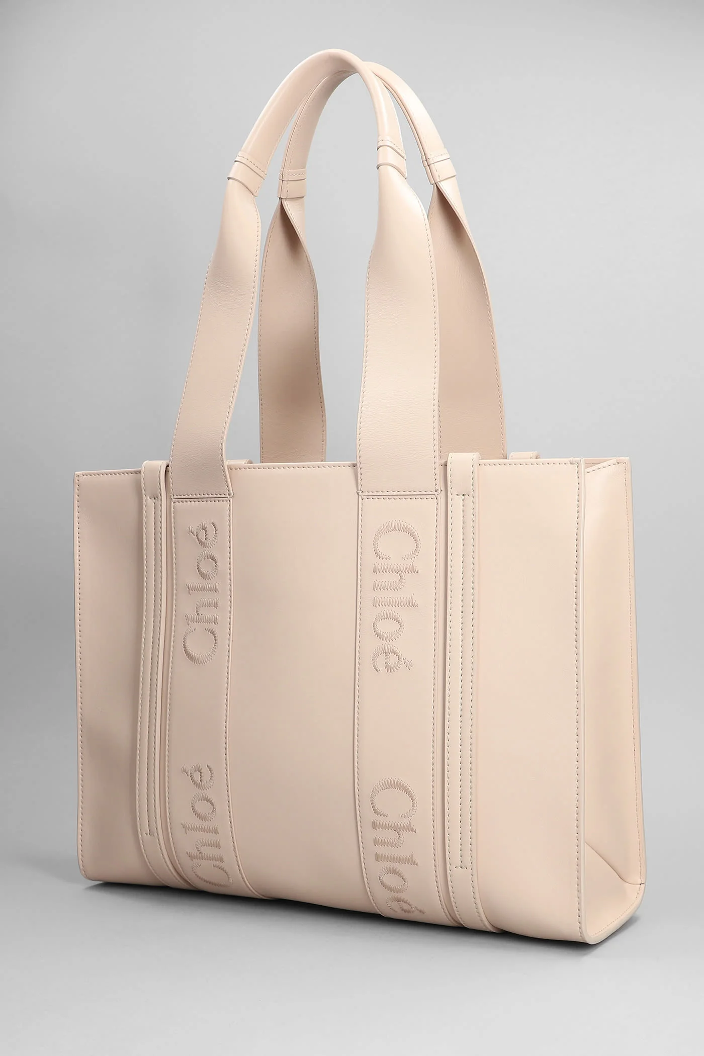 Chloé Woody Medium Leather Tote Bag - Rose-Pink - Image 2