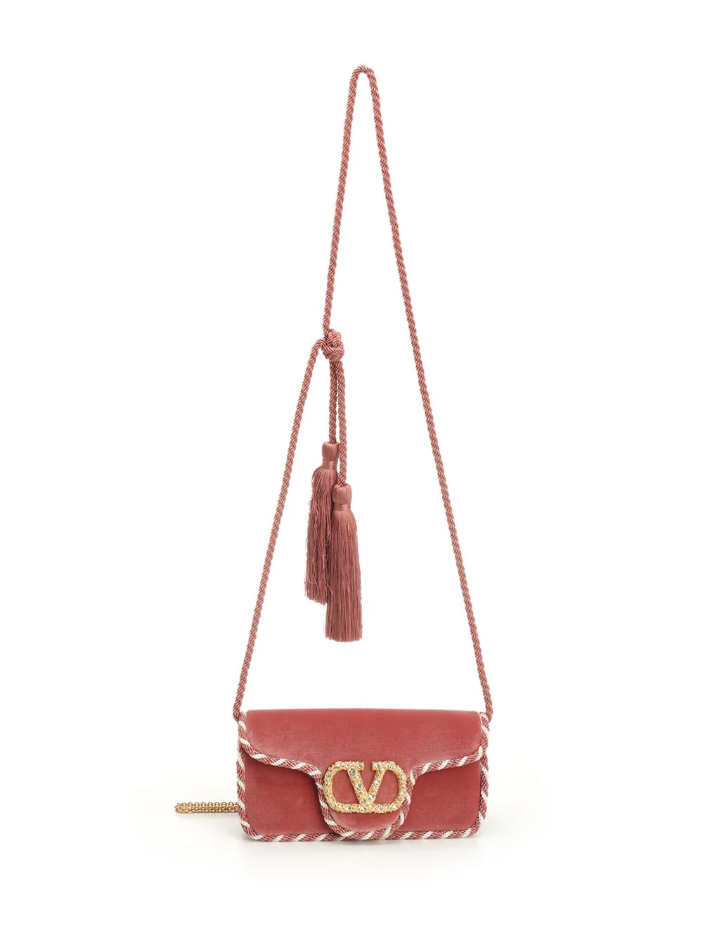 Valentino Garavani Loc Mini Velvet Clutch - Phard/Burro/Phard/Crystal