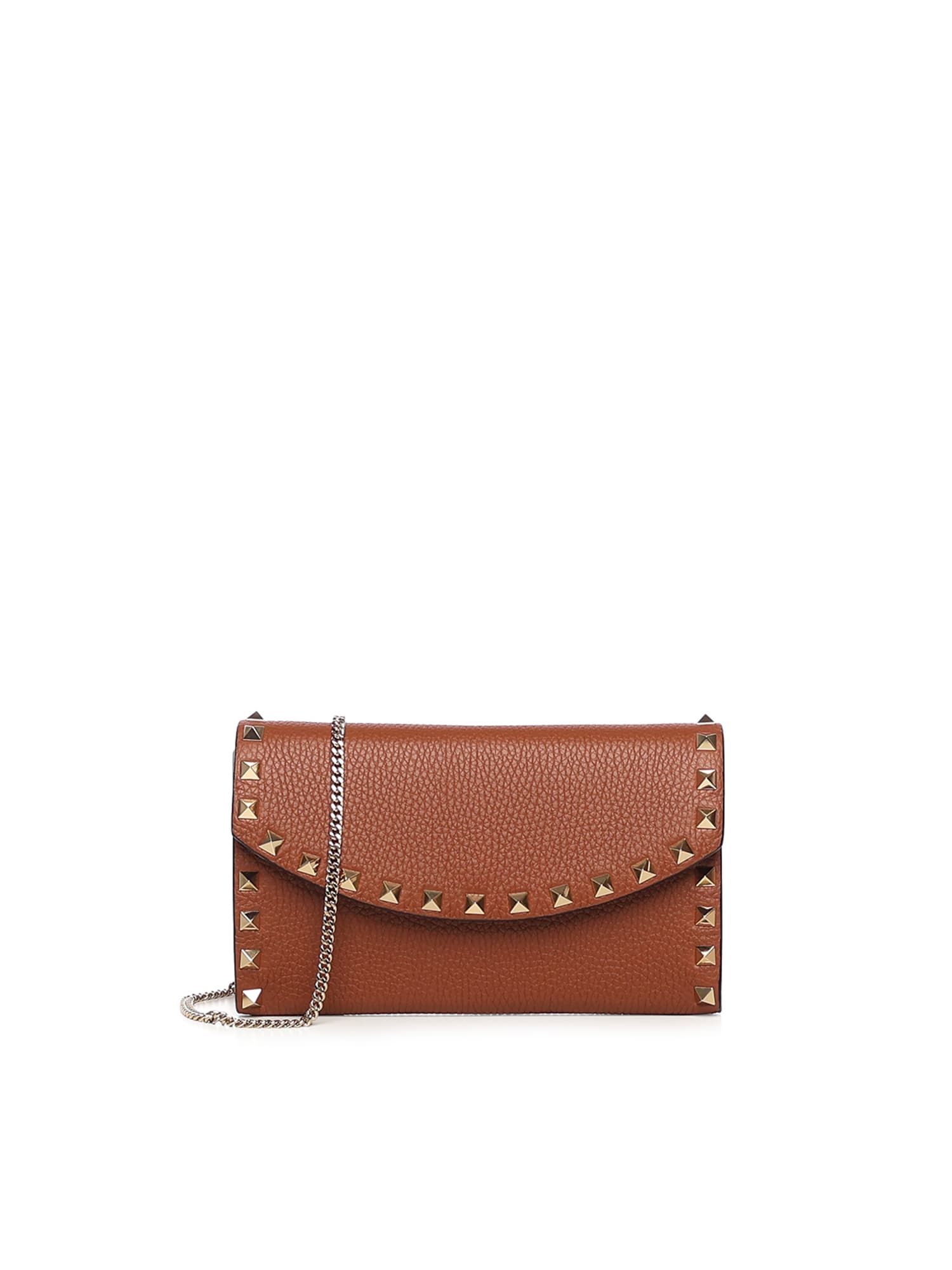 Valentino Garavani Rockstud Leather Wallet With Chain - Selleria