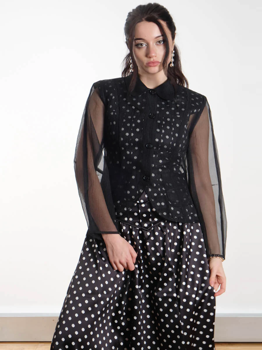 Ganni Polka Dot Satin Corset Top - Image 3